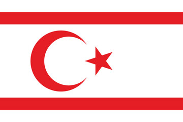 Northern Cyprus flag. The official ratio. Flag icon. Standard color. Standard size. A rectangular flag. Computer illustration. Digital illustration. Vector illustration.