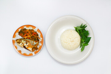 Steamed Fish with Stir fried Bitter Melon and Rice