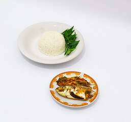Steamed Fish with Stir Fried Bitter Melon and Rice