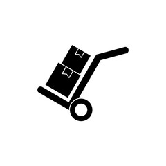 trolley with box icon, simple flat style, illustration, logo sign symbol pictogram template, for ui or ux isolated on white for mobile app, editable