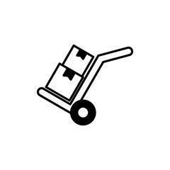 trolley with box icon, simple flat style, illustration, logo sign symbol pictogram template, for ui or ux isolated on white for mobile app, editable