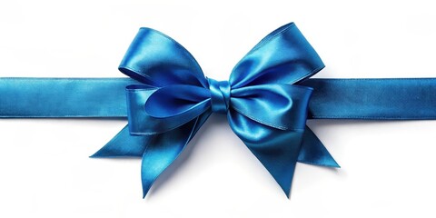 A vibrant blue satin ribbon elegantly tied into a perfect bow, a symbol of celebration and gifting, showcasing its luxurious texture and sophisticated color.