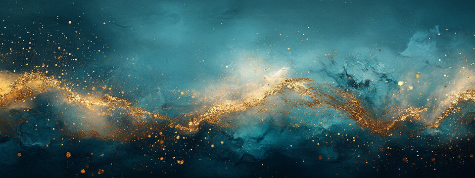 Fototapeta Abstrakcyjny złoty baner, tło do projektu, generative ai 