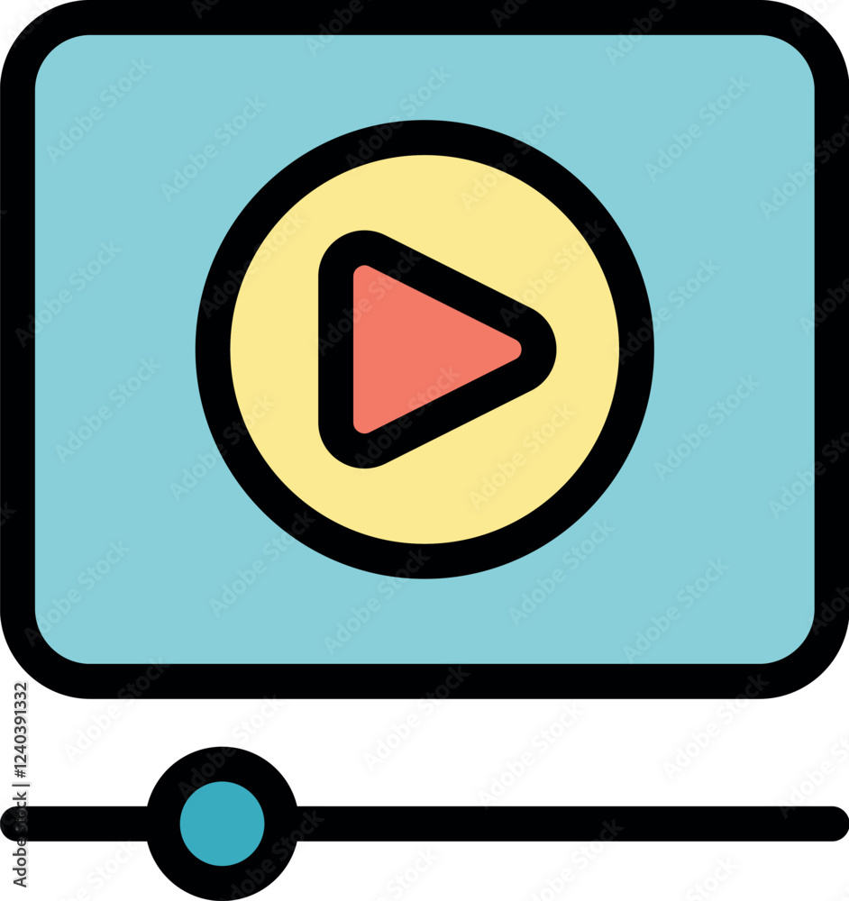 Poster simple video player interface with play button and progress bar, ideal for media player apps or webs