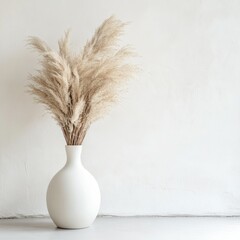 Elegant Pampas Grass in White Vase art isolated on transparent backgelund