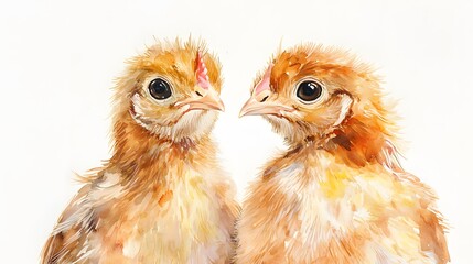 Fototapeta premium Two Adorable Baby Chicks Facing Each Other