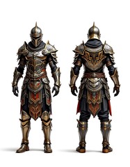 Epic Fantasy Knight Armor 3d Model Gold and Black