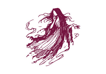 Fototapeta premium Witch hand drawn sketch vector