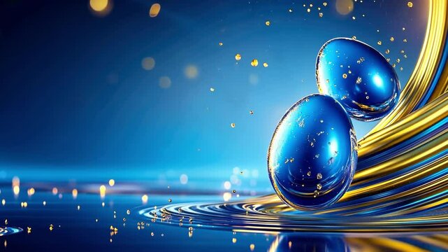 Vibrant easter celebration with shimmering blue eggs and golden accents. Easter, Pascha, Paskha, Ostern, Pascua, Paques - Orthodox and Catholic Holiday celebration