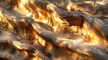 Light from the sun on the bark of a tree in the forest. Abstract background and texture for design.