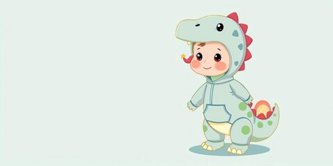 Fototapeta premium Cute and colorful vector illustrations of baby dinosaur characters perfect for baby clothes design and branding, vector, cartoon, character