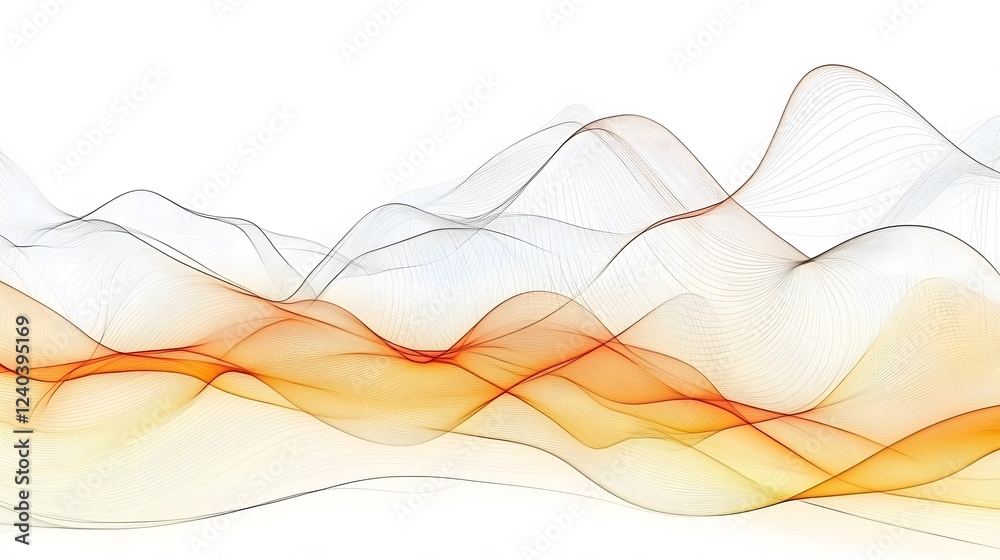 Wall mural Abstract Orange and Gray Wave Lines Background