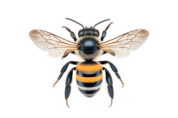 Stunning Bee PNG - Flying Macro Pollinator Incredible Bee PNG - Isolated on Transparent Background