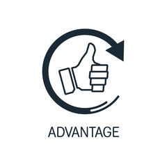 Advantage. Success, achievements. Improvement, growth of business skills, abilities. Vector linear icon illustration isolated on white background.