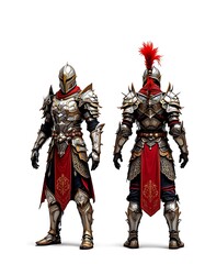 Epic Fantasy Knight Armor 3d Render Front and Back