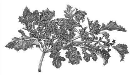 Fototapeta premium Detailed Botanical Illustration of a Plant Branch with Exquisite Detail