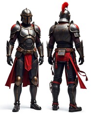 Epic Fantasy Knight Armor 3d Render Front and Back Views