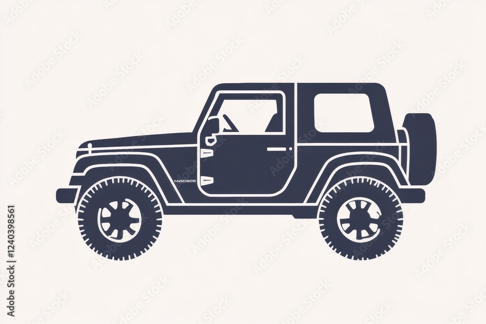 Aufkleber silhouette of an off road auto vehicle with rugged tires and compact design on a neutral background.