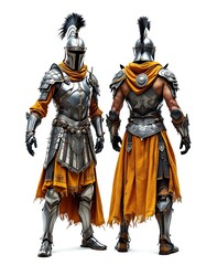 Epic Fantasy Knight Armor 3d Render Front and Back
