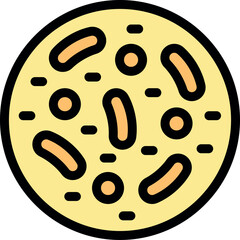 Fototapeta premium Microscopic view of bacteria and microbes growing in a yellow petri dish, ideal for scientific or medical concepts