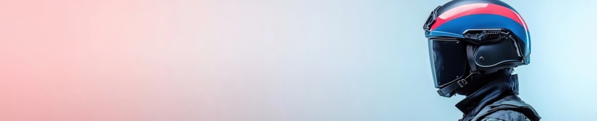 Futuristic Helmeted Figure in Sleek Style