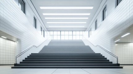 Fototapeta premium Minimalist Entrance with Natural Lighting and White Walls