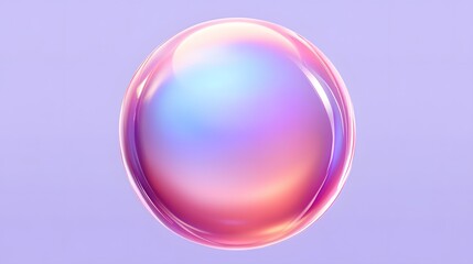 Abstract iridescent pink sphere, vibrant holographic bubble, glossy 3d render
