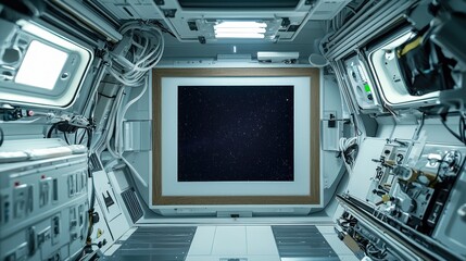 Fototapeta premium Spacecraft Interior with Starry Artwork