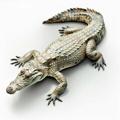 Naklejka premium Realistic crocodile on a white background.