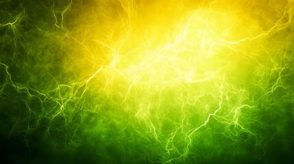 Abstract Green Yellow Energy Lightning Background