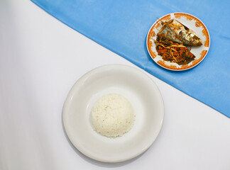 Steamed Fish with Stir Fried Bitter Melon and White Rice