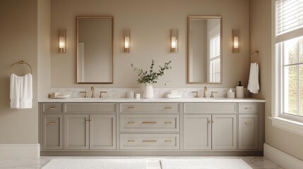 Elegant Bathroom Design with Gold Fixtures. Generative AI