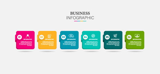 Infographic label design with 6 options or steps. Infographics for business concept. Can be used for presentations banner, workflow layout, process diagram, flow chart, info graph