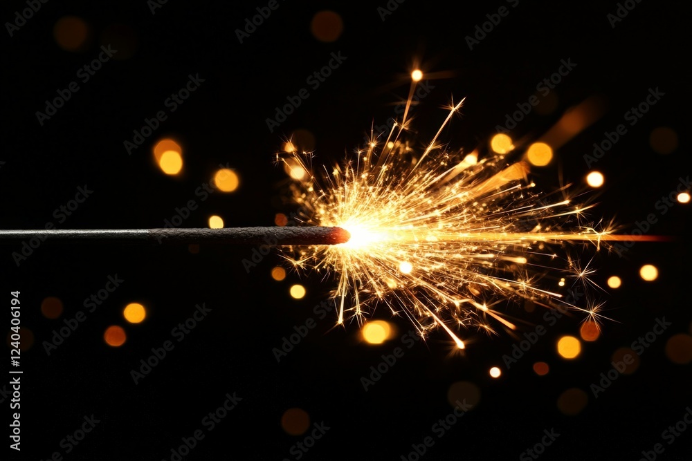 Aufkleber sparkler creating bright sparks against a dark background during a celebration
