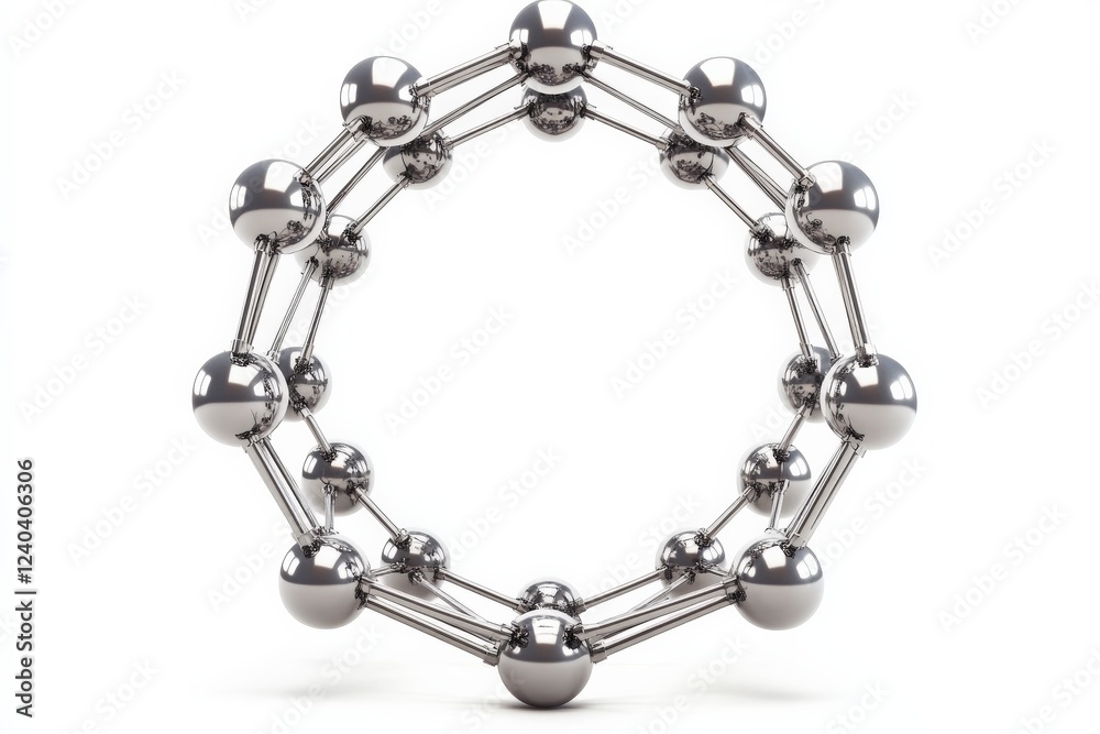 Poster Metallic molecular structure depicted in a circular formation showcasing intricate design and symmetry