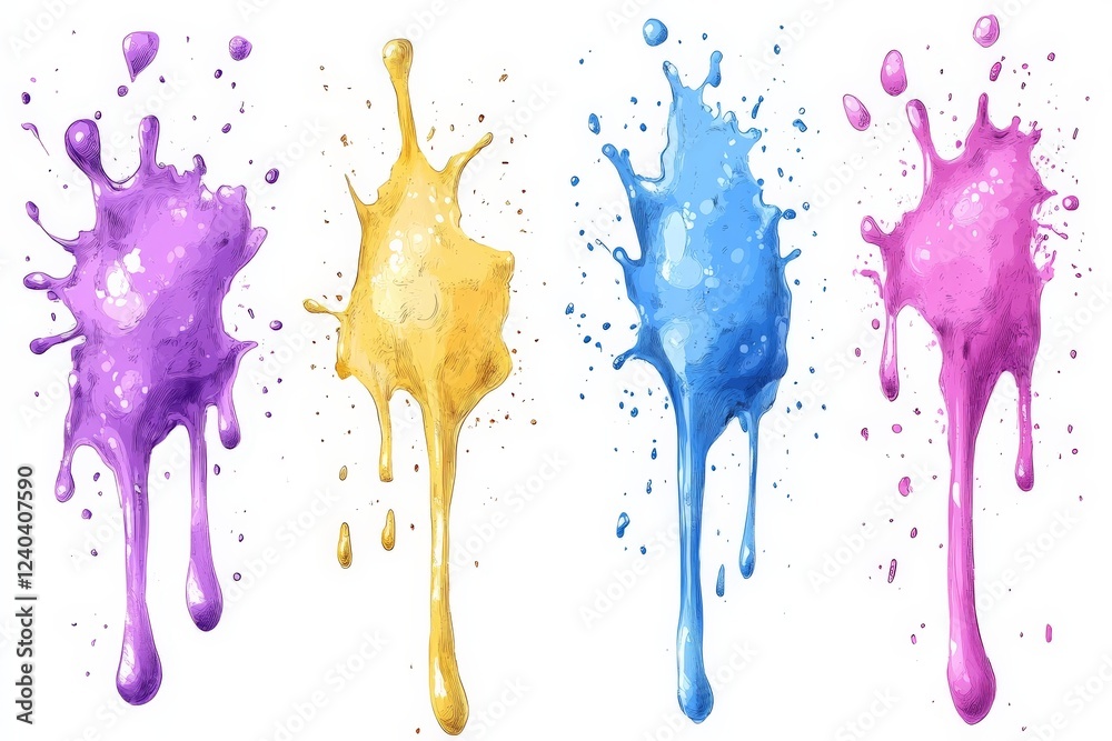 Aufkleber Colorful paint splashes in artistic display highlighting creativity and imagination in design projects