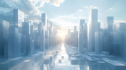 Future city skyline and technology concept