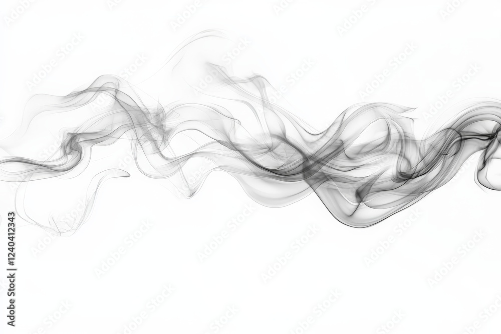 Poster delicate wisps of smoke swirling gracefully in a minimalist setting on a clear background