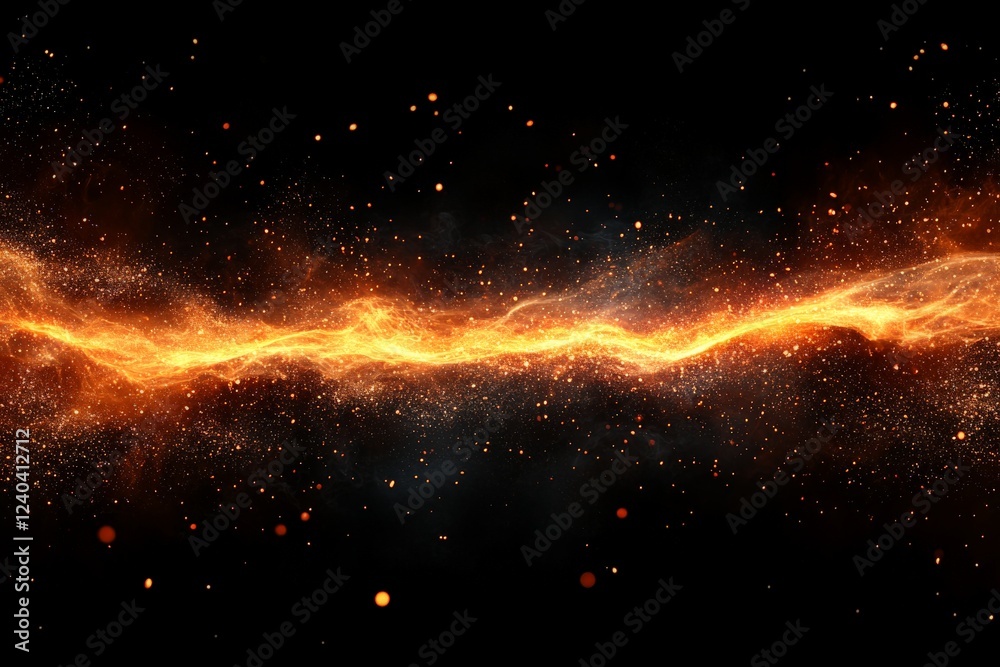 Poster vibrant orange energy wave illuminated against a dark background showcasing dynamic light and textur