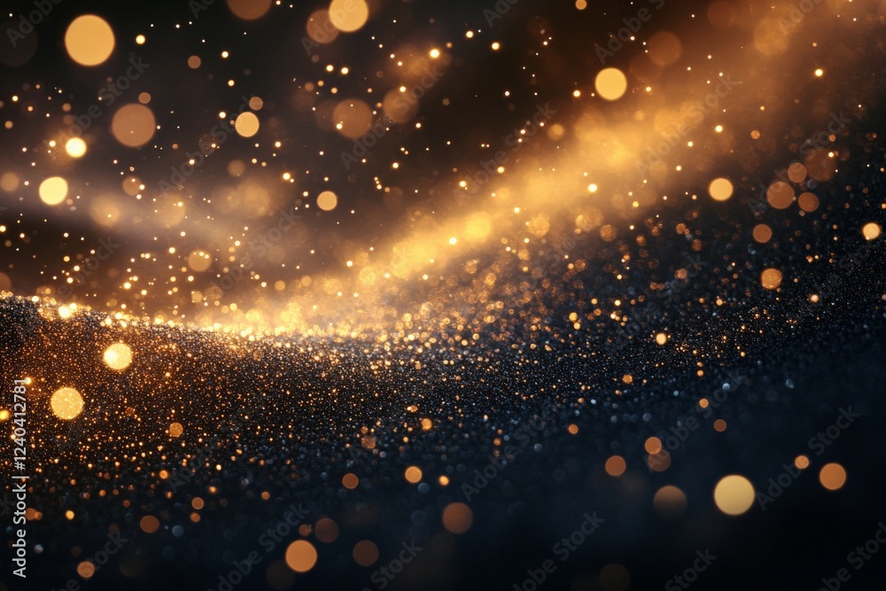 Aufkleber Golden particles create a stunning visual effect against a dark background in abstract representation
