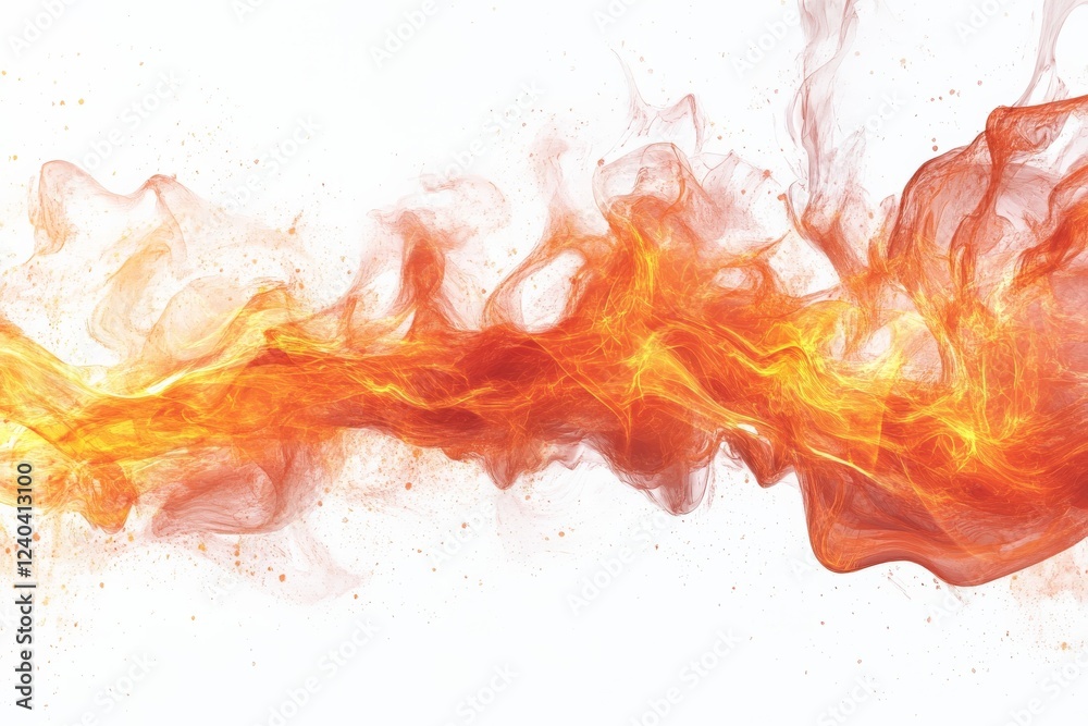 Poster vibrant orange flame animation showcasing dynamic movement and energy against a light background