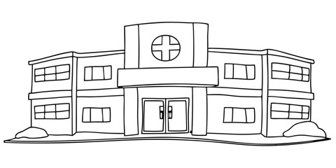  drawing depicts a clean hospital building, illustrating the minimal medical healthcare infrastructure.
