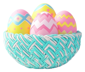 PNG Easter egg basket eggs colorful colors.
