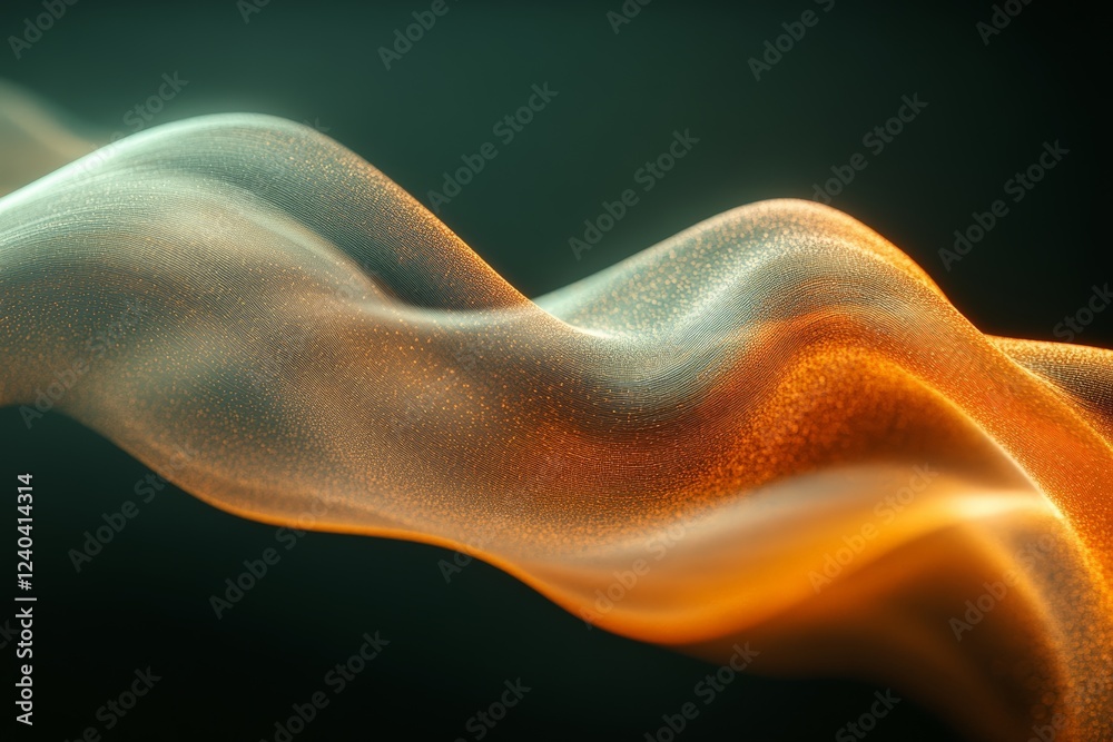 Poster Flowing abstract patterns with shimmering hues in soft light create a sense of movement and tranquility