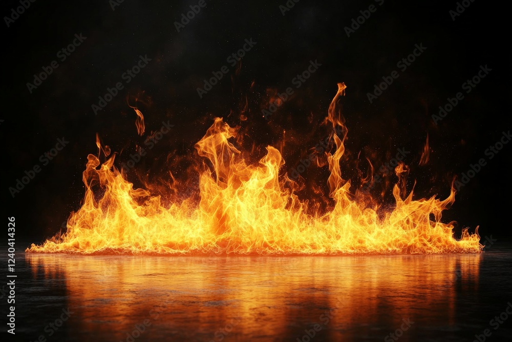 Aufkleber bright flames rise and flicker against a dark background creating a dramatic fiery display