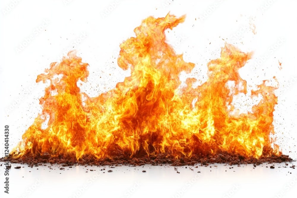 Poster vibrant flames dancing upwards, showcasing dynamic movement and intense heat in a darkened backdrop 