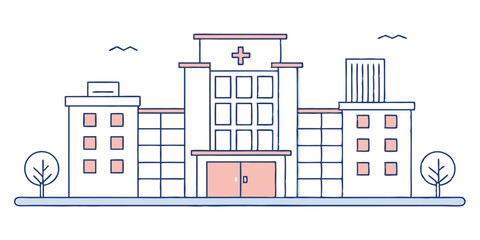  drawing depicts a clean hospital building, illustrating the minimal medical healthcare infrastructure.