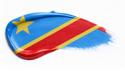 Paint Smear In The Colors Of The Democratic Republic Of Congo Flag on a White Background