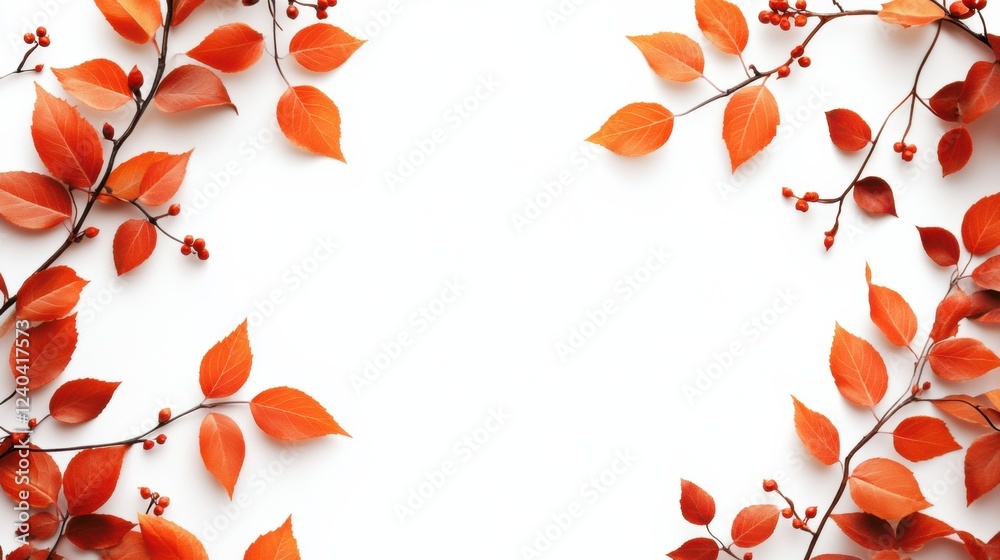 Poster autumn leaves create a vibrant frame for text in a bright setting with a clean background suitable f