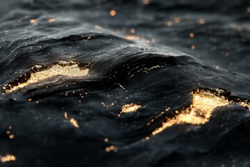 Naklejka premium Concept of luminous ocean waves reflecting light at twilight, highlighting texture and movement in a serene setting